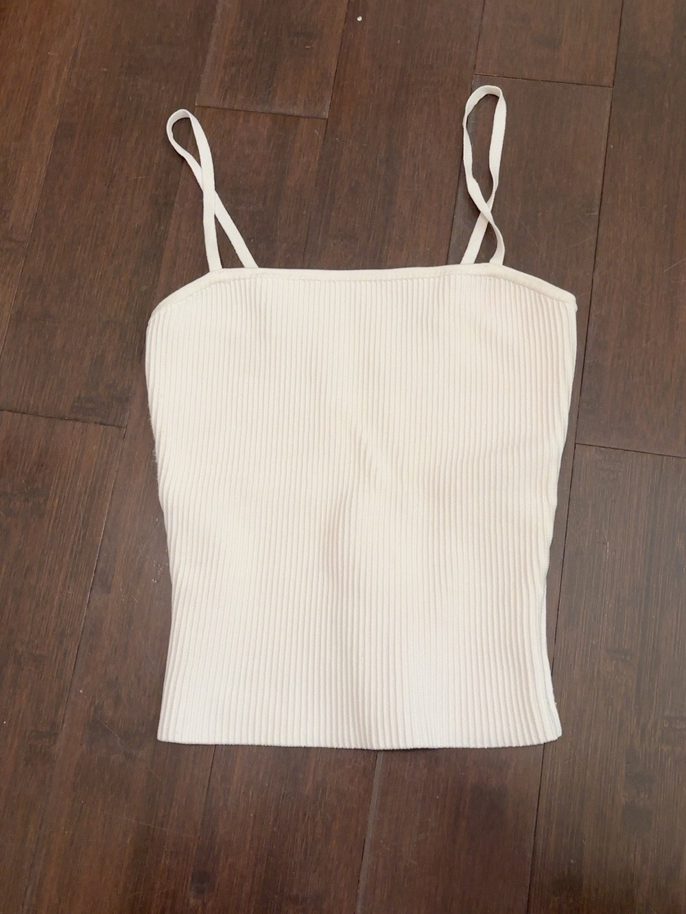 Babaton Ribbed Square-Neck Tank in Cream - Picture 4 of 5